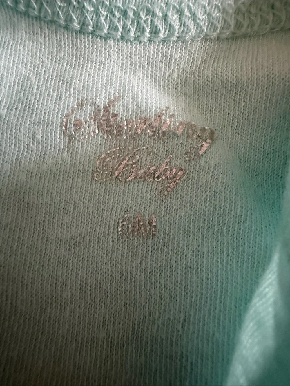 Carter's Mint Green Footed One-Piece with Pink Embroidery. Size 6 months
